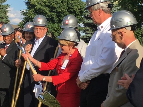 Ian Lamp pictured with Linda Deering – President, Advocate Sherman Hospital, Bill Hoffer – Chairman of the Board, Advocate Sherman Hospital, and Jim Steigert, Village of Algonquin, Trustee