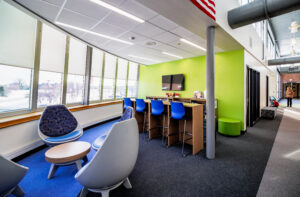 Middle School North – Learning Media Center (Renovated Library) Featuring a Small Group Area.
