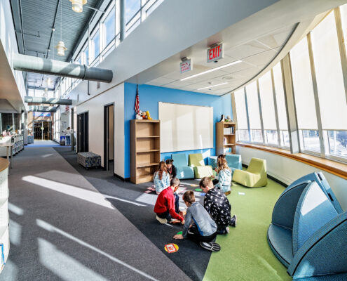 Spencer Loomis Elementary Learning Media Center (LMC) – Group Area in the Renovated Library